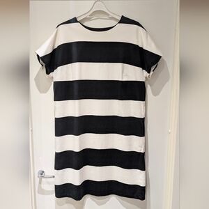 Marimekko Moma Classic Striped Mini dress, Black And White, Short Sleeve, 2xl